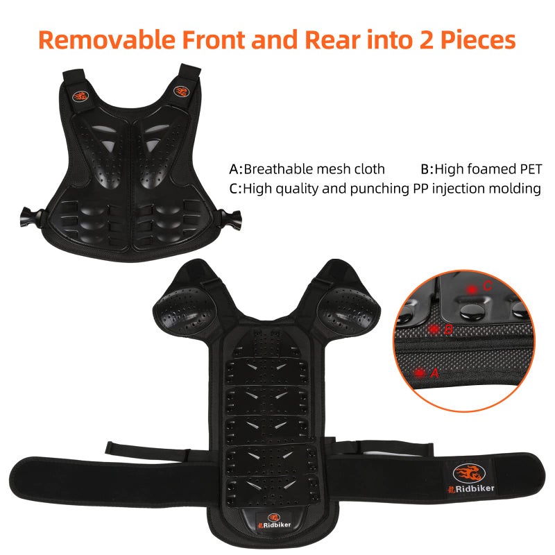 RIDBIKER Kids Dirt Bike Gear Chest Protector Motocrossï¼ŒYouth Motorcycle Armor Suit with Knee Shin Guard Elbow Pads for Boys Girls Riding Protective Gear - Image 2
